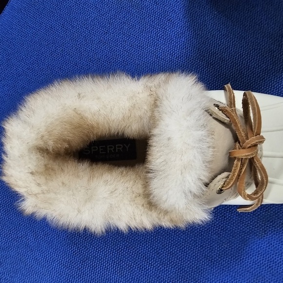Sperry Women Saltwater Cozy Duck Faux Fur Trim Boots Size 6 Ivory NWOT - Picture 5 of 6